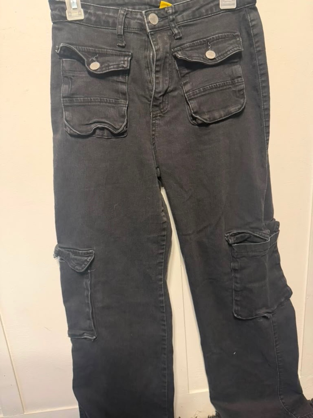 Daisy Black Straight-Leg Cargo Jeans